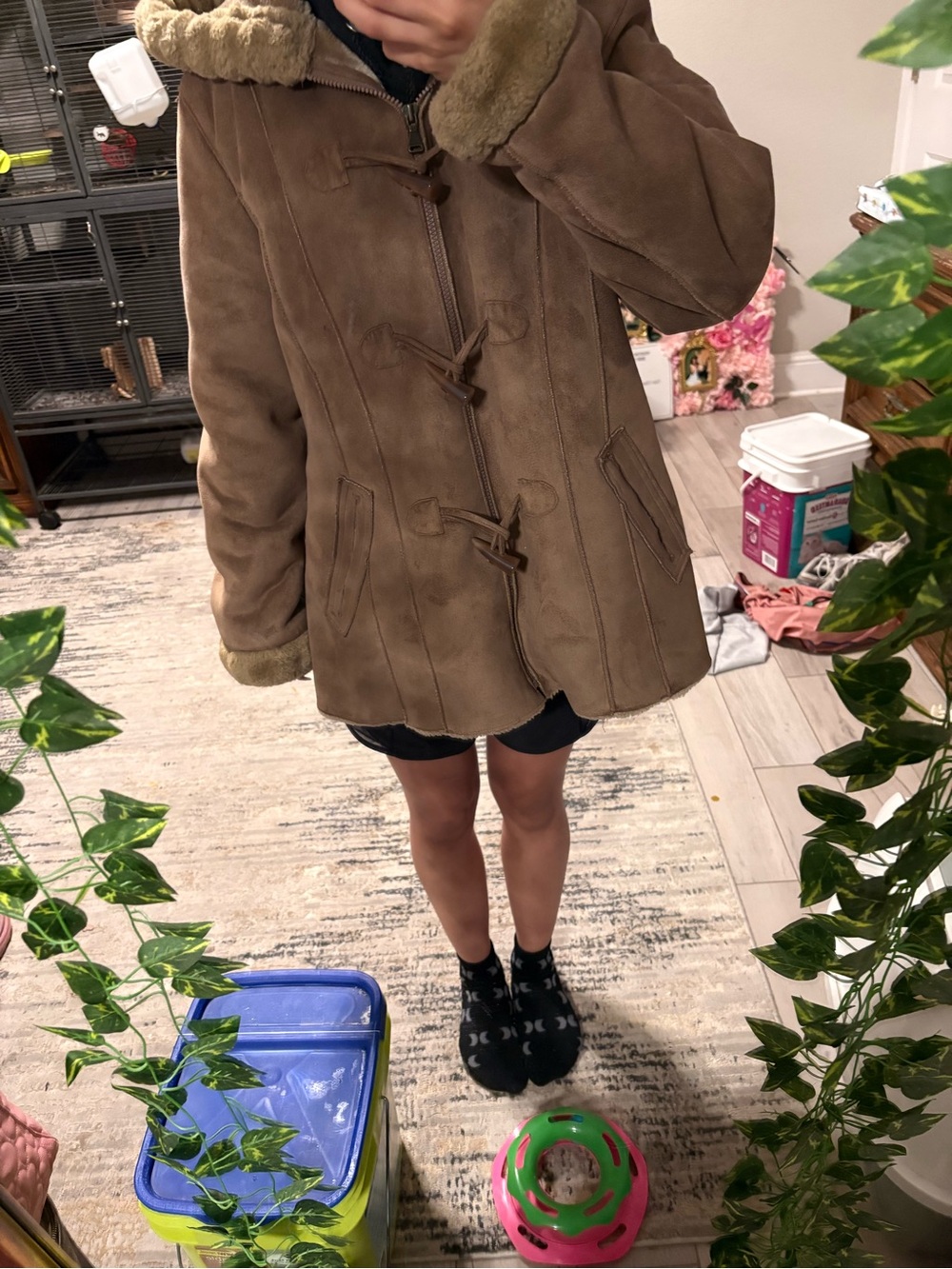croft & barrow Brown Faux Shearling Toggle Jacket